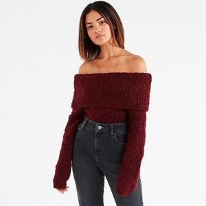 🔥Urban Outfitters Boucle Crop OffShoulder Sweater